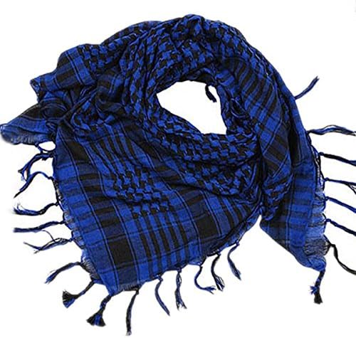 Ruela Premium Shemagh Scarf: Large 100% Cotton Arab Tactical Military Desert Head Neck Keffiyeh Wrap (Royal Blue)