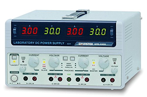 Instek gps-4303 200w quadruple-output linear dc power supply, 30v…