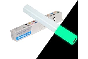 guangyintong Glow in The Dark Heat Transfer Vinyl Rolls, 12" x 5ft Luminous Green Iron on Vinyl for T Shirts, PU Elastic HTV Vinyl for All Cutter Machine Easy to Cut & Weed for Cool Costumes & Design