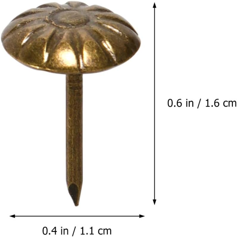 Supvox 100 Piezas de Tapicería de Latón Antiguo Tachuelas para Muebles