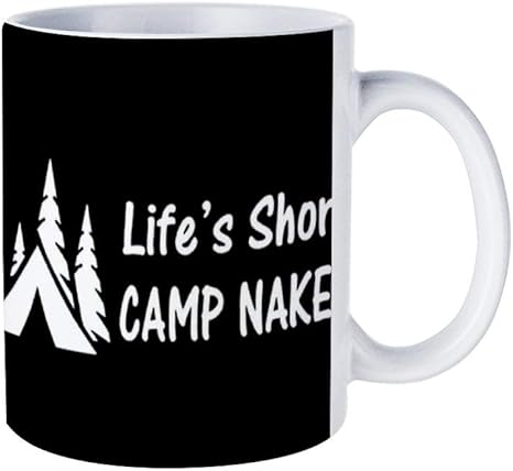 Amazon Co Jp White Mug ライフショートキャンプネイキッド セラミックカップファッションプリント现代のアンチスケールセラミックコーヒーカップティ330ml ホーム キッチン