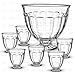 Glass Punch Bowl Set - 7 Piece Kit - Extra Large 2 Gallon Footed Bowl with Six 10.14oz Cups - Perfect Centerpiece for Party Buffets, Events, Receptions and Dinner Parties - Lux ‘n Lavish