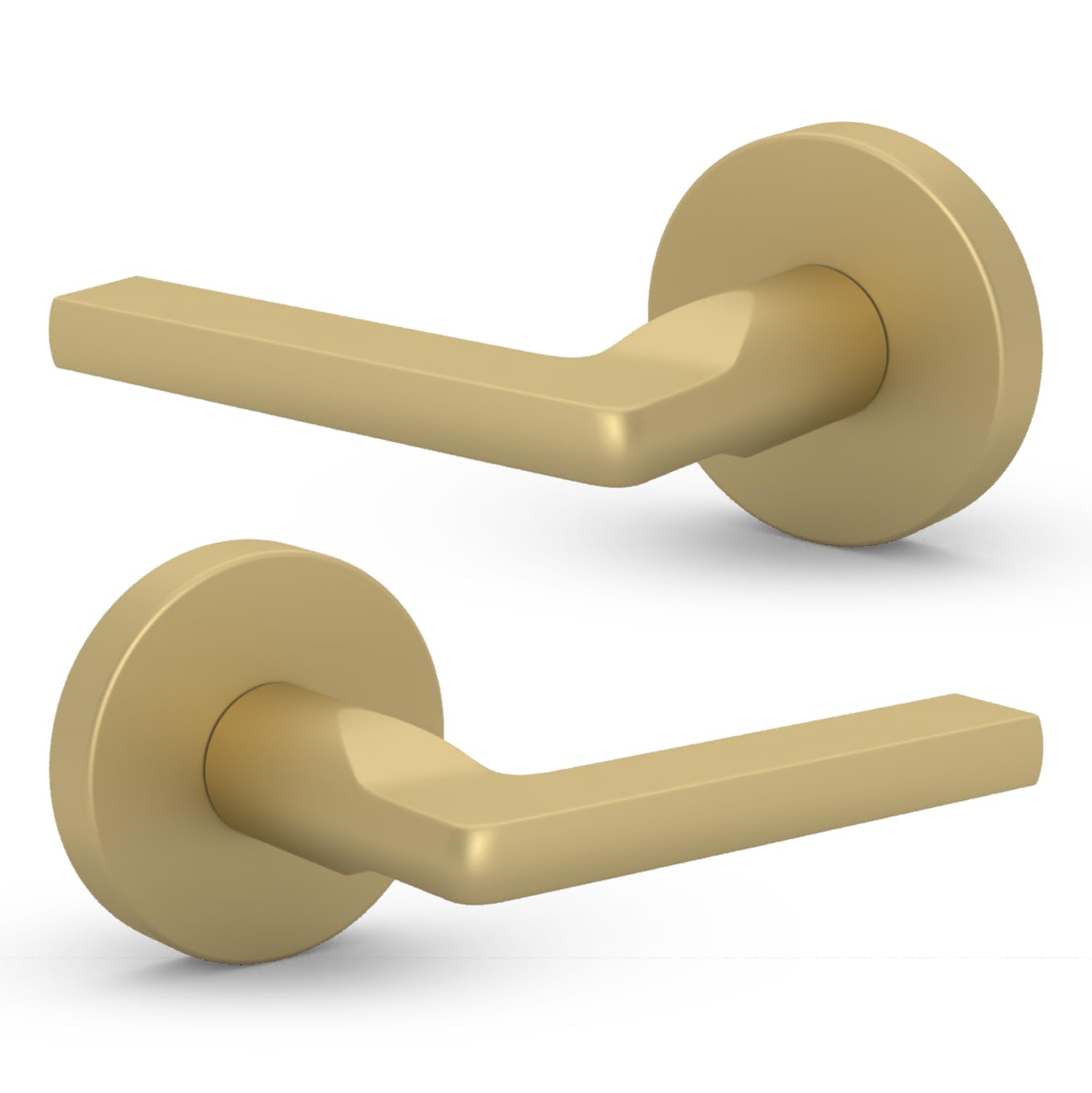 Photo 1 of Mega Handles Ralph Dummy Door Handles - 2 Pack Heavy Duty Gold Door Handle, Non-Turning Door Handle for Hallway, Closet & French Doors, Single Side, Fits All Standard Doors - Satin Brass