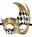Luxury Mask® Masquerade Mask for Men Musical Checkered Vintage Design Mask for Mardi Gras, Prom and Masquerade Party - Black/Gold (Checkered)