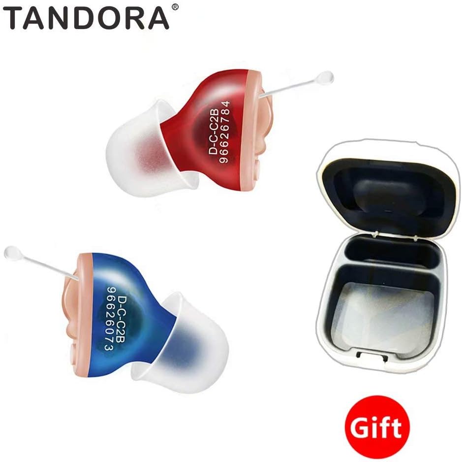 Hearing Sound Amplifiers Aid Pair with Headphones Noise Reduction Microphone for Seniors Adults Kids Hearing Loss Elderly TV Batteries Dryer Case Invisible Mini Small Size Moderate,2 Pack