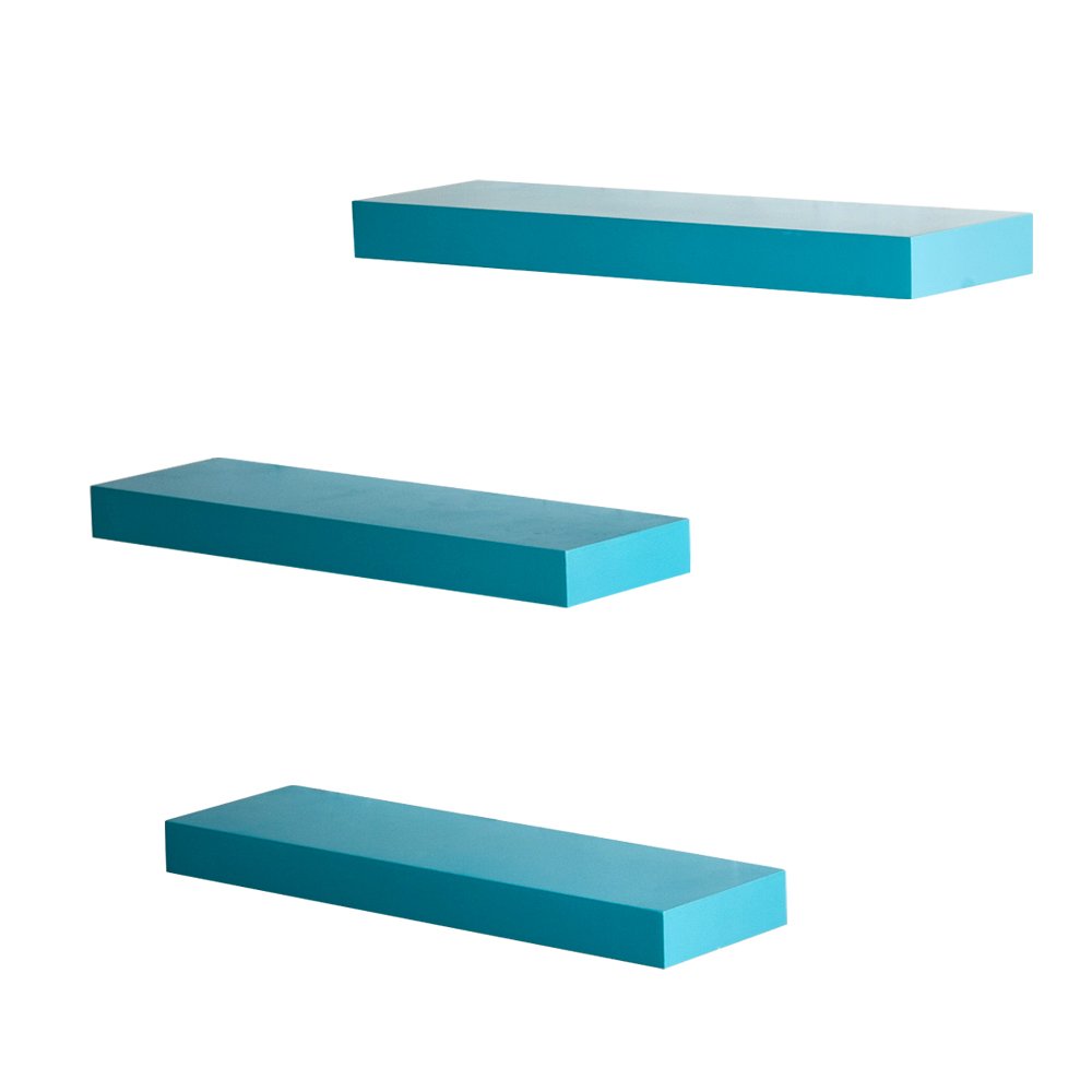 INART Floating Wall Shelves, Set of 3 (4.5" Deep, Blue) LAVORIST