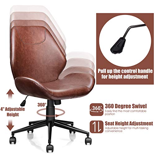 Giantex Home Office Leisure Chair Ergonomic MidBack PU Leather Armless