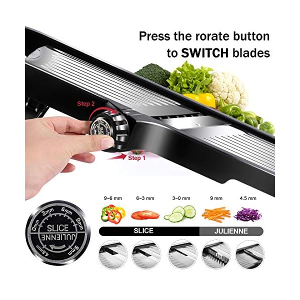 Masthome-Adjustable-Mandoline-Slicer-with-Cut-Proof-Gloves-Stainless-Steel-Food-Julienne-Slicer-for-Fruits-Potato-Tomato-Onion-Cheese-Salads Masthome Mandolin Slicer,3 in 1 Mandoline Vegetable Slicer and Chopper,Adjustable Kitchen Food Julienne Cutter for…