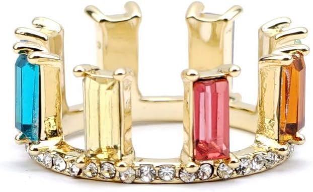 Rainbow Baguette Rings for Women Eternity Love Engagement Jewelry AAA Cubic Zirconia