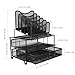 Homemaxs Desk Organizer Mesh with Sliding Drawer, 5 Removable Stacking Sorter Sections and Double Tray for Office Black