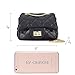 CMK Trendy Kids Quilted Embossed PU Leather Kids Purse for Little Girls with Metal Chain (15cm(L) x 7.5cm(W) x 9cm(H), (80001_Black)
