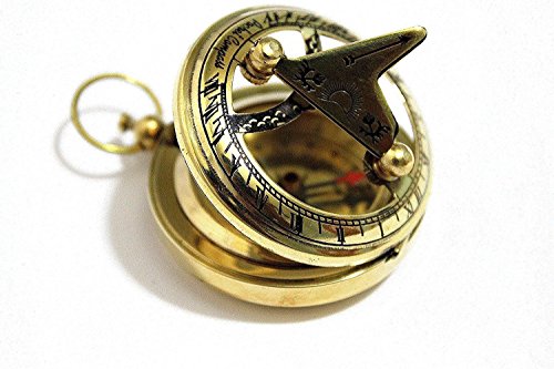 Brass Pocket Sundial Direction Compass ~ Push Button ~ Collectible Gifts