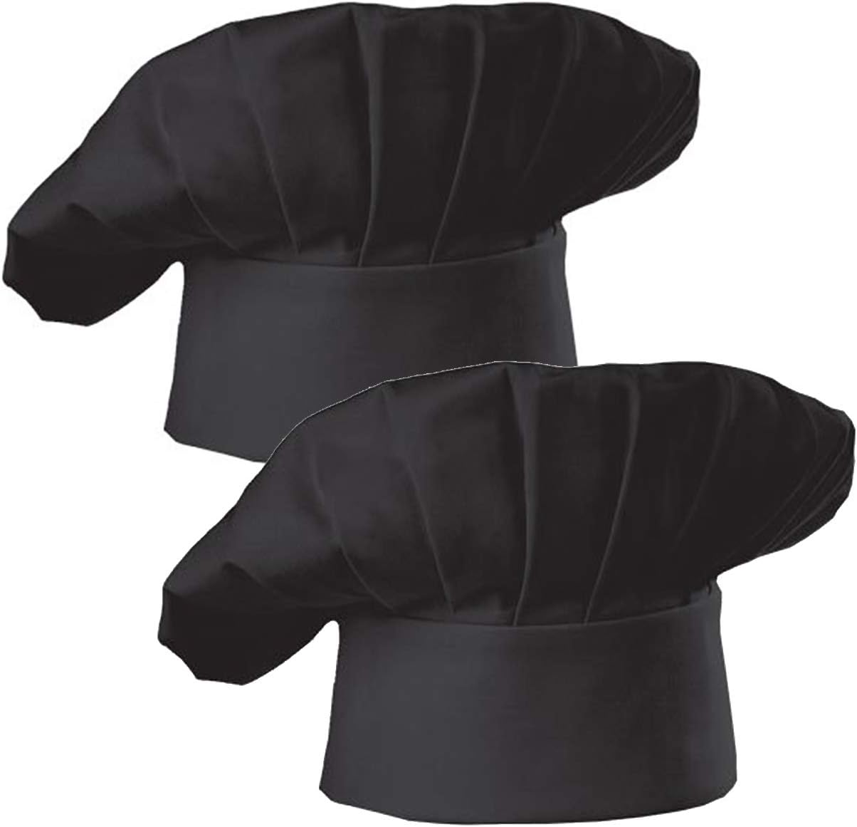 Hyzrz Chef Hat Set of 2 Pack Adult Adjustable Elastic Baker Kitchen Cooking Chef Cap, Black: Home & Kitchen