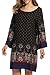 HOTOUCH Women Bohemian Ethnic Style Vintage Printed Loose Tunic Dress Black,XL