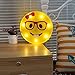 DELICORE Marquee Emoji Sign Funny LED Table Lamps Night Lights for Children Kids Bedroom Wall Decor Battery Operated & USB Charging (Nerd Girl)