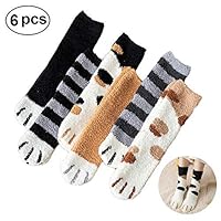 Yimeezuyu 6 Pair Women Socks Fuzzy Fluffy Cozy Slipper Socks Autumn and Winter Cat Claws Cute Thick Warm Sleeping Floor Sleep Socks