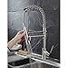 Fapully Contemporary Spring Single Handle Kitchen Sink Faucet with Pull Down Sprayer, Brushed Nickel