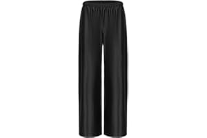 XIBAOBAO Women Satin Wide Leg Dress Pants Silk Casual Dressy Long Flowy Pants Elastic High Waisted Trousers