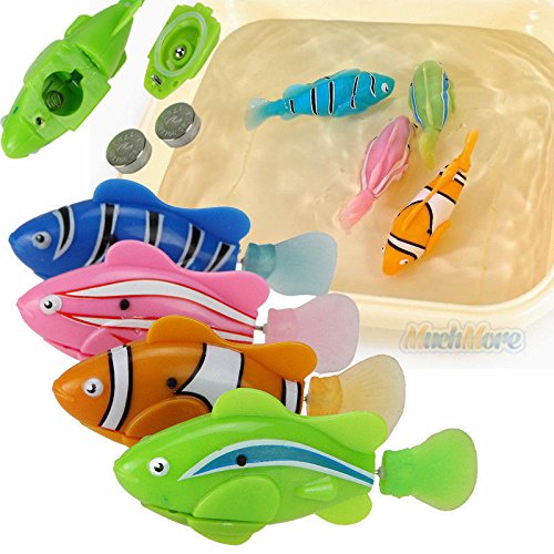 Swimming Robot Fish Activated in Water Electric Turbot Clownfish Battery Powered Robo Fish Toy Children Kids Robotic Gift (4 Pcs )