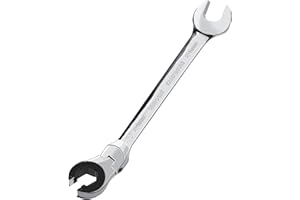 LOSCHEN 1PC 24mm Open Flex-Head Ratcheting Wrench, Metric Ratcheting Spanner with 72 Teeth, Chrome Vanadium Steel Tubing Ratchet Spanner