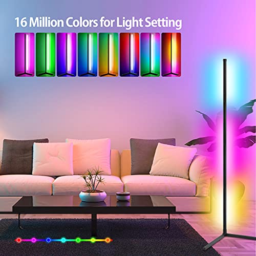 Smart LED Corner Lamp, Cxy 61" Tall RGB Modern Floor Lamp with