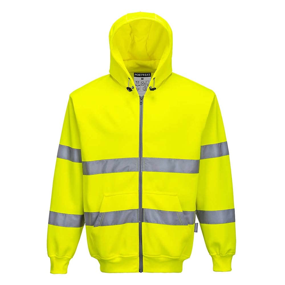 Portwest Hi-Vis Zip Front Hoodie, Size: XXXL, Colour: Yellow, B305YERXXXL