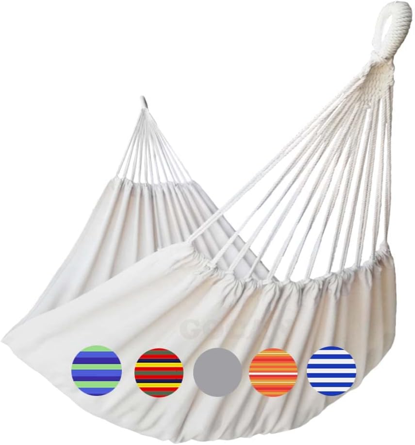 GOCAN Brazilian Double Hammock 2 Person 220x150cm Beige 500lb Capacity