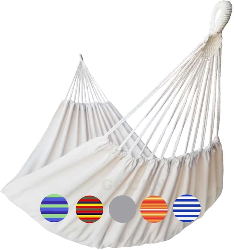 GOCAN Brazilian Double Hammock 2 Person 220x150cm Beige 500lb Capacity
