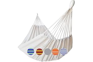 GOCAN Brazilian Double Hammock 2 Person 330X150cm Load 500Pound Cotton Hammock for Patio Porch Garden Backyard Lounging Outdoor and Indoor (Beige)