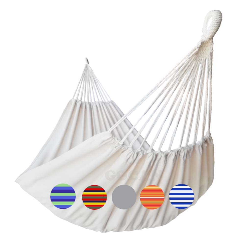 Photo 1 of GOCAN Brazilian Double Hammock 2 Person 330X150cm Load 500Pound Cotton Hammock for Patio Porch Garden Backyard Lounging Outdoor and Indoor (Beige)