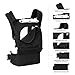 Mo+m Ergonomic Baby Carrier (Black) - Soft Structured Sling w/ Mesh Cooling Vent, Hood & Pockets