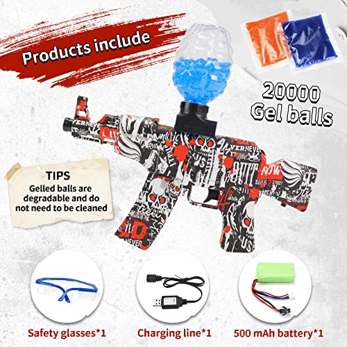 Cute Burgeen Electric with Gel Ball Blaster AKM-47 20000 Splatter for Outdoor Activities-Fighting Shooting Team Game The Best Gift Toys for Youth and Adults Over 12+ (Red)