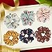 Ahoney 6 Pack Large Chiffon Flower Hair Scrunchies Hair Scrunchy Elastics Ponytail Holder Bobbles Elastic Colorful Scrunchy Hair Bands Ties