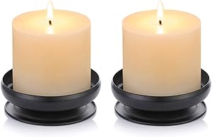 Nuptio Set of 2 Black Iron Pillar Candle Holders Spike Candle Holder 3.6