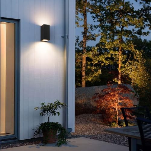 Klighten Pack of 2 Black Wall Light Outdoor Indoor Waterproof IP65 Modern Outdoor Wall Lamp Aluminium Square Outdoor Light Wall Up Down GU10 Socket Outdoor Wall Light Without Light Centre
