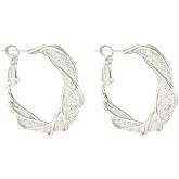 Channel V Design 18K Gold Plated Filigree Earrings for Women 925 Sterling Silver Teardrop Twisted Dangle Small Huggie Hoop Thread Drop Chunky Earrings Silver Post