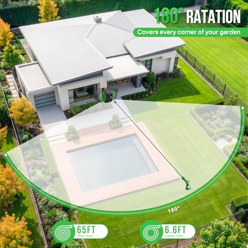 Retractable Garden Hose Reel, 5/16'' x 20m+2m Wall Mounted Hose Reel with 180° Swivel Bracket,10-Pattern Nozzle, Automatic Slow Return System, Any Length Lock, Hosepipes for Garden, Cleaning