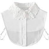 Gracelife Fake Collar Lace Flower Embroidery Half Shirt Detachable Chiffon Cotton False Collar