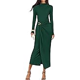 ZESICA Women's 2026 Spring Long Sleeve Bodycon Dress Mock Neck Wedding Guest Cocktail Party Long Midi Dresses