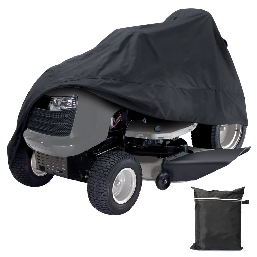 Gicov Riding Lawn Mower Cover Waterproof Heavy Duty Outdoor Tractor Cover Fits Decks Up to 54" Lawn Tractor Cover with Windproof Drawstring All Weather Protection