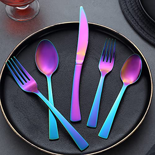 Rainbow Silverware Set, APEO 20 Piece Flatware Set, Stainless Steel