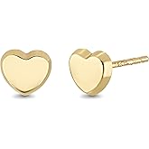 14K Yellow Gold Small Heart Stud Earrings