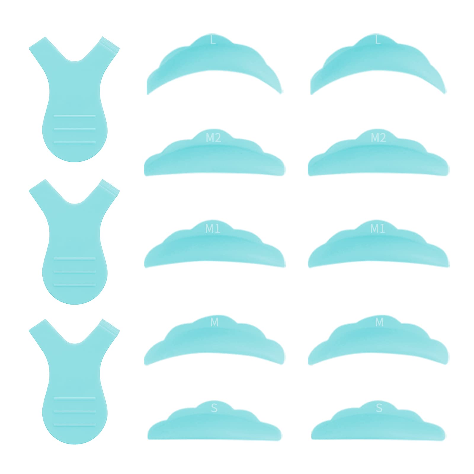 PERMANIA Lash Lift Pads, Lash Lift Shields（10pcs）& Y Comb for Lash Lift（3pcs） for Eyelash Perm and Salon—Blue