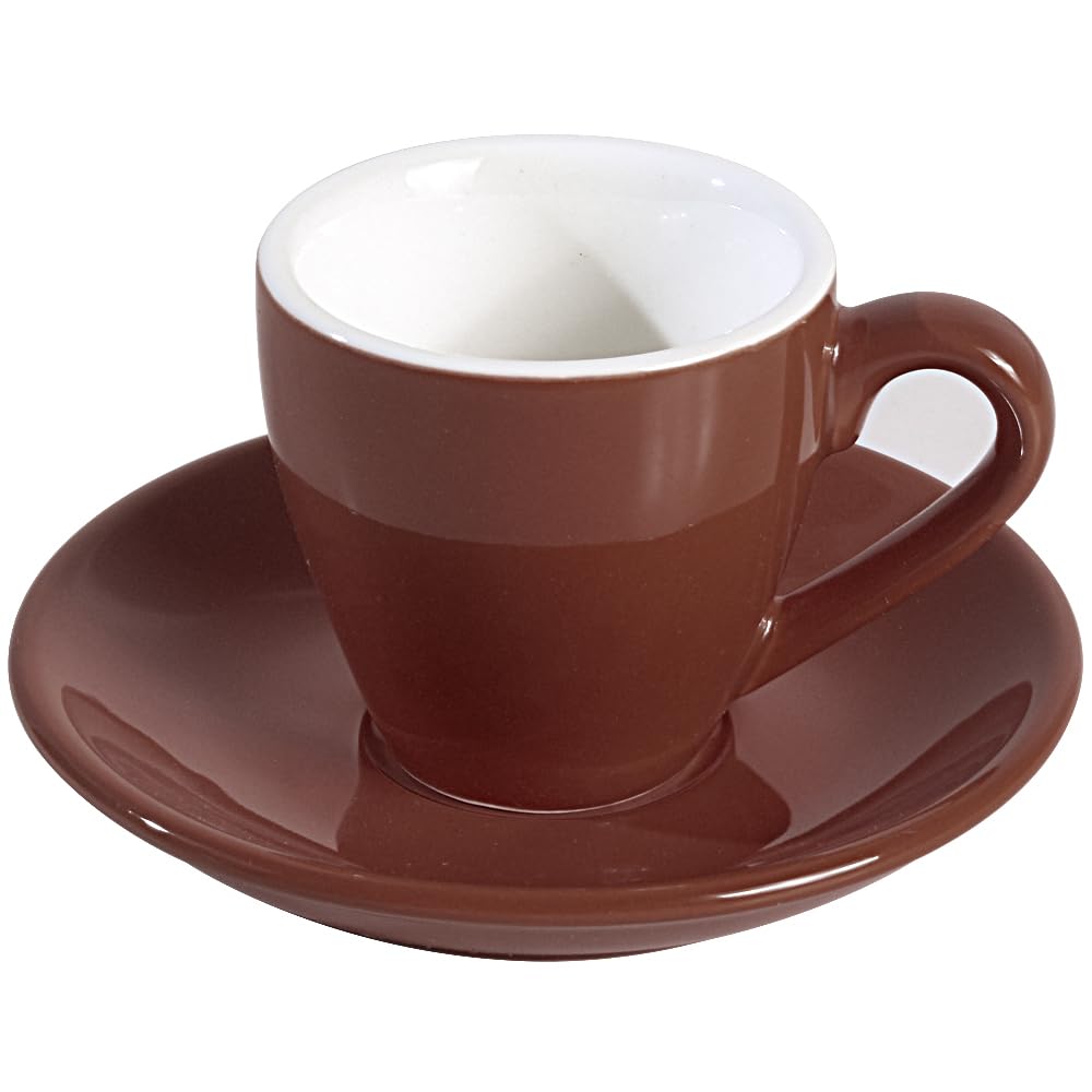 ionEgg Porcelain Espresso Cup with Saucer, Espresso shot Cup, 80ml/2.7Oz, Brown