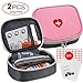 2pcs Portable Mini First Aid Kit, Multifunction Travel Medicine Storage Bag Emergency Kit for Outdoor Sports Home Office Camping Hiking Cycling - Just Empty First Aid Bag (Pink and Gray)