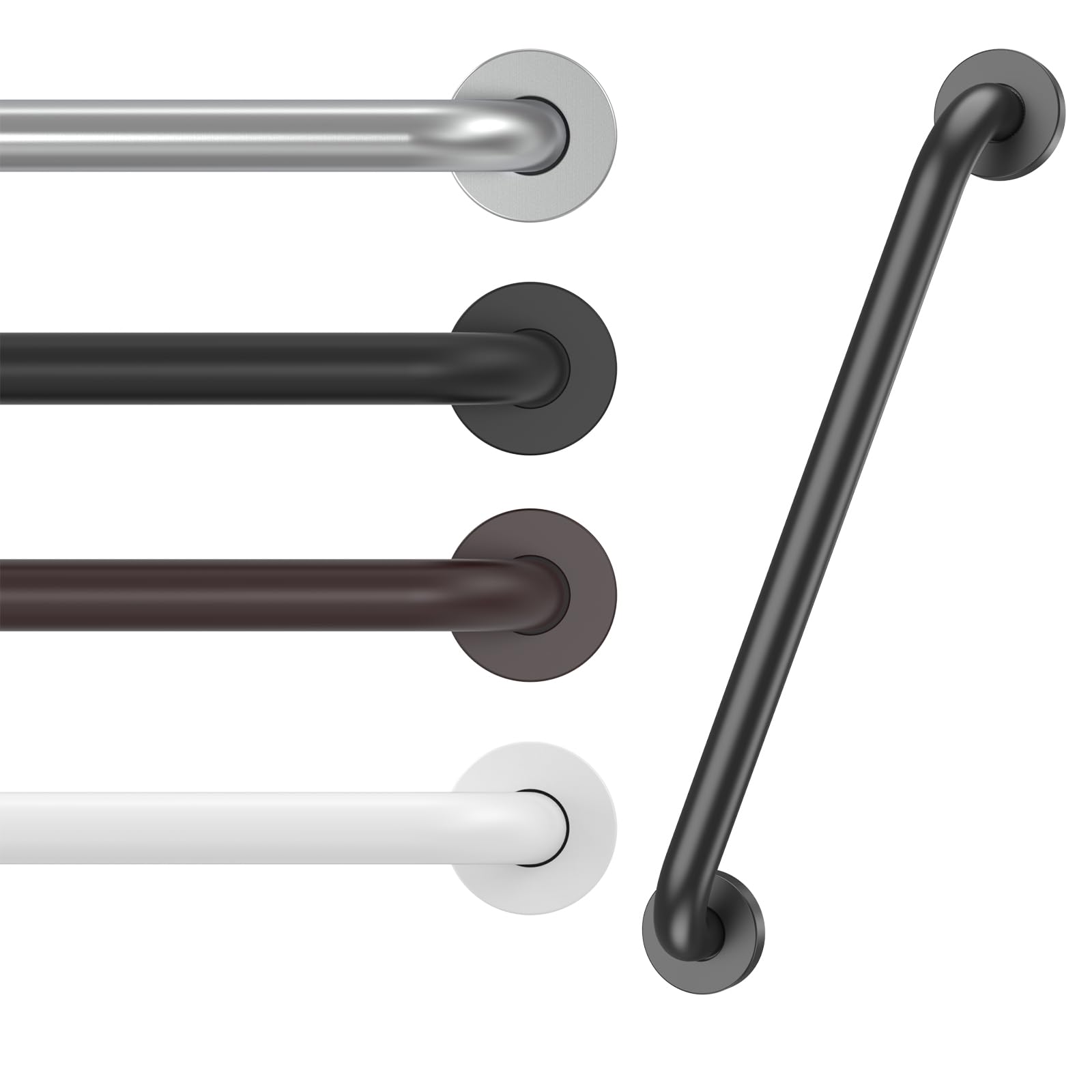 Photo 1 of 16 Inch Grab Bars for Wall Black, Safety Shower Grab Bars for Seniors Elderly Handicapped, Handicap Grab Bars for Shower with Concealed Screws, Tesuchan