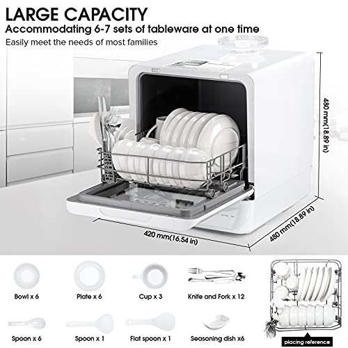 Kwasyo Portable Countertop Dishwasher with 7Liter Builtin Water Tank