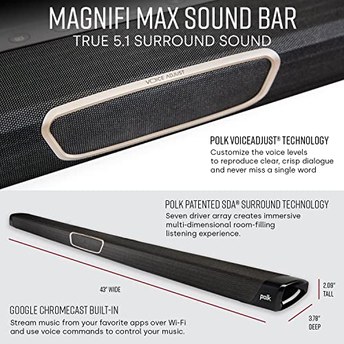 Polk Audio MagniFi Max SR Home Theater Surround Sound Bar, Works with