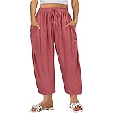 TIYOMI Plus Size Pants for Women Summer Palazzo Harem Pants Drawstring Lightweight Pant with Pockets Loose Casual XL-5XL