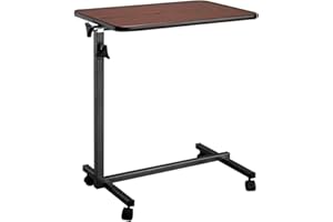 GENERIC Adjustable Overbed Bedside Table with Wheels, Tilt Top Overbed Table with Wheels, Bed Table and Overbed Table, Adjustable Overbed Rolling Table, Adjustable Standing Desk or Hospital Tray Table
